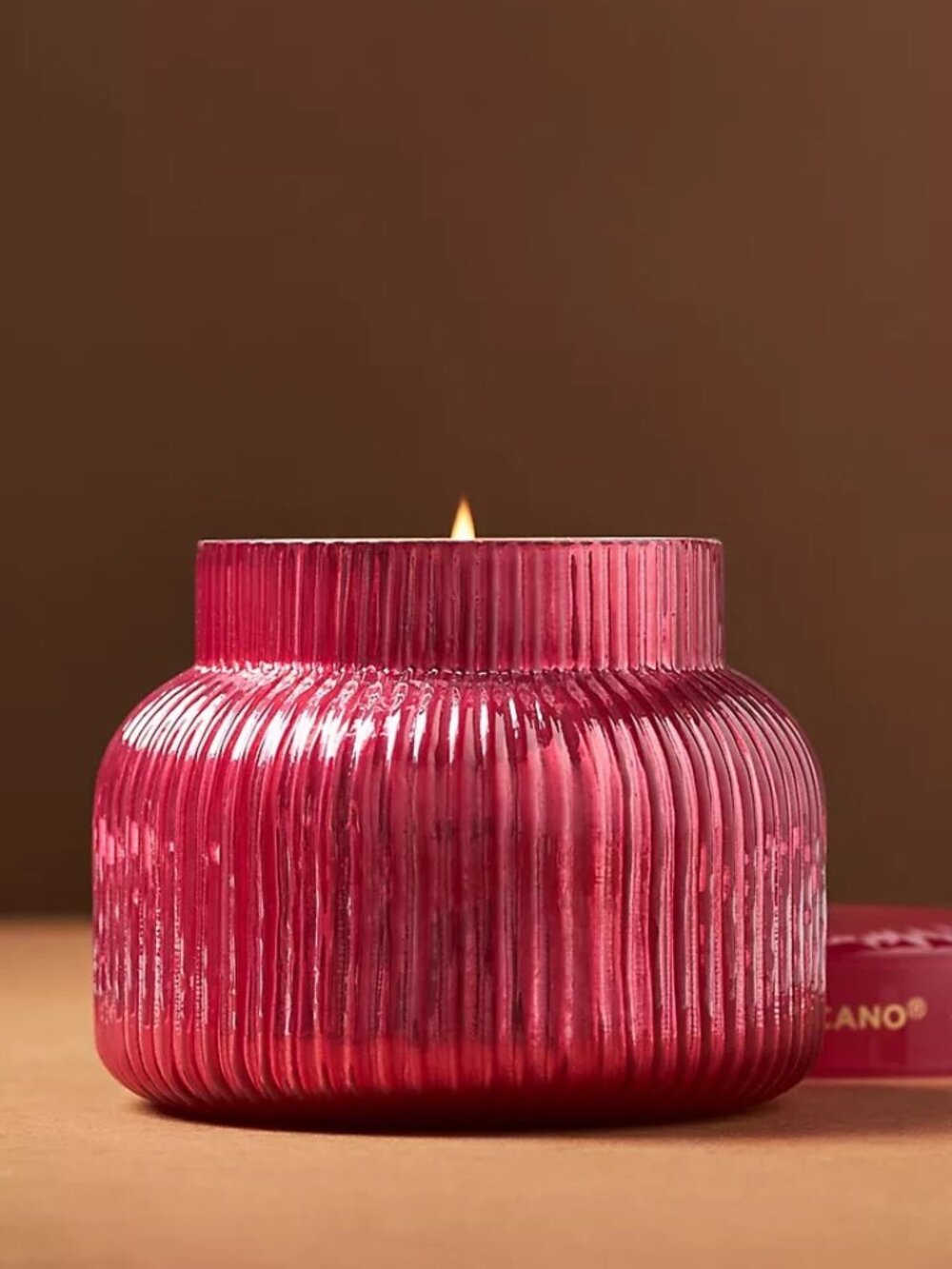 Capri Blue Volcano Red Ribbed Jar Candle NEW